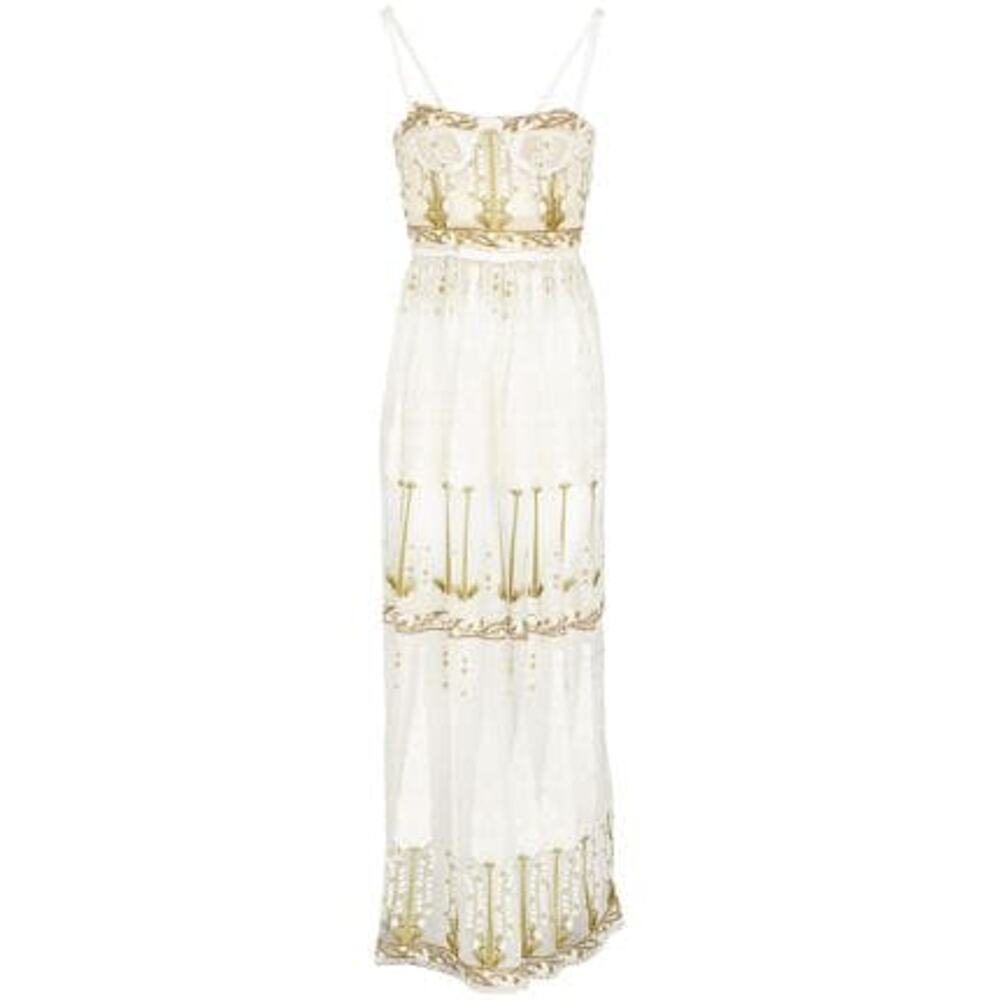 Giambattista Valli Sleeveless Illusion Embroidered Lace Gown - S - White - Picture 5 of 6